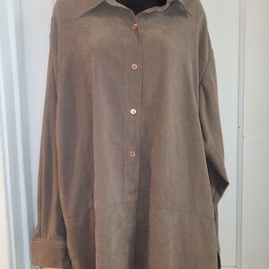 Allyson Whitmore 2x Brown moleskin blouse